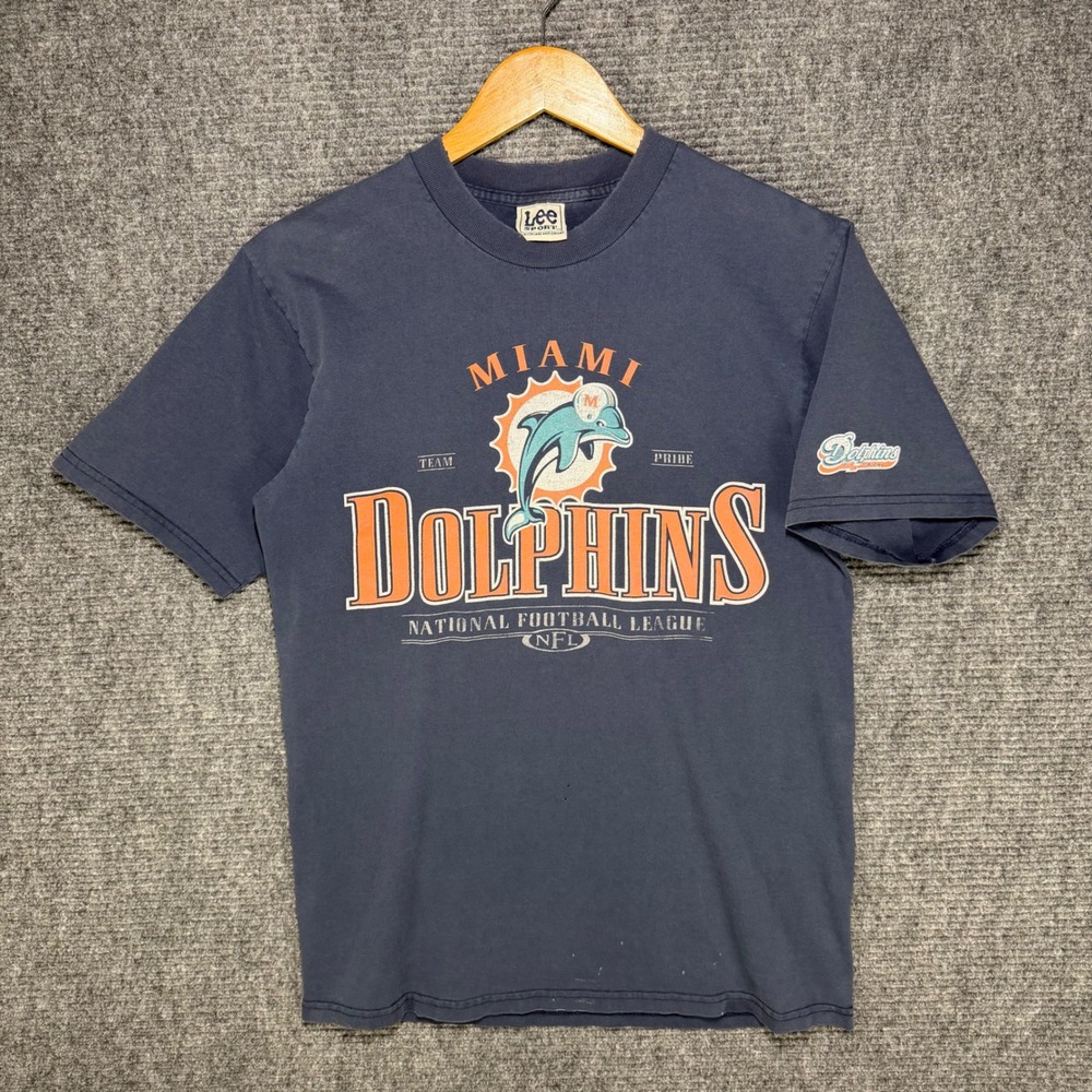 Vintage Lee Sport Miami Dolphins T-Shirt Mens Navy Blue NFL Football Graphic Tee